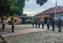 Personil Polsek singgahan melaksanakan apel pagi