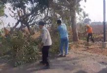 *POLSEK KEREK BERSAMA BERSAMA BPBD KAB TUBAN DAN WARGA EVAKUASI POHON TUMBANG DI JALUR KEREK – GLONDONGGEDE*